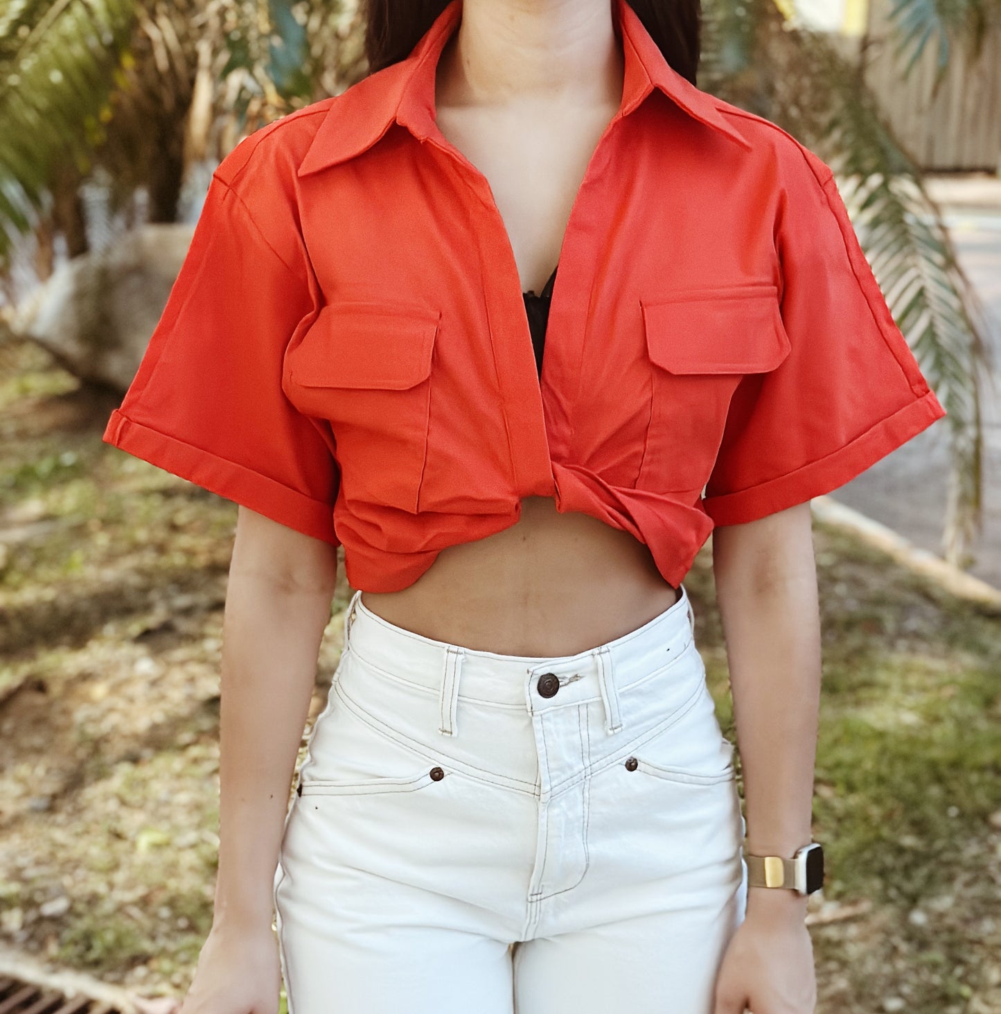 Red summer crop top