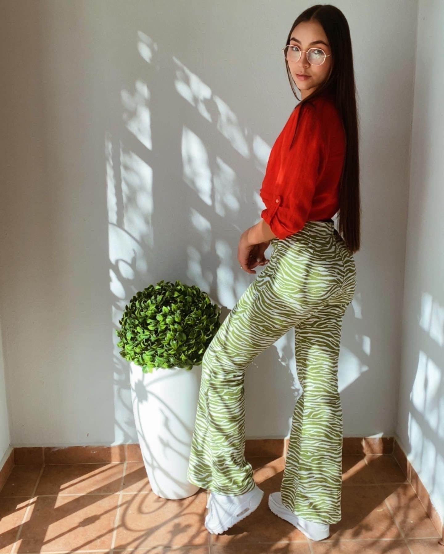 Green zebra pants