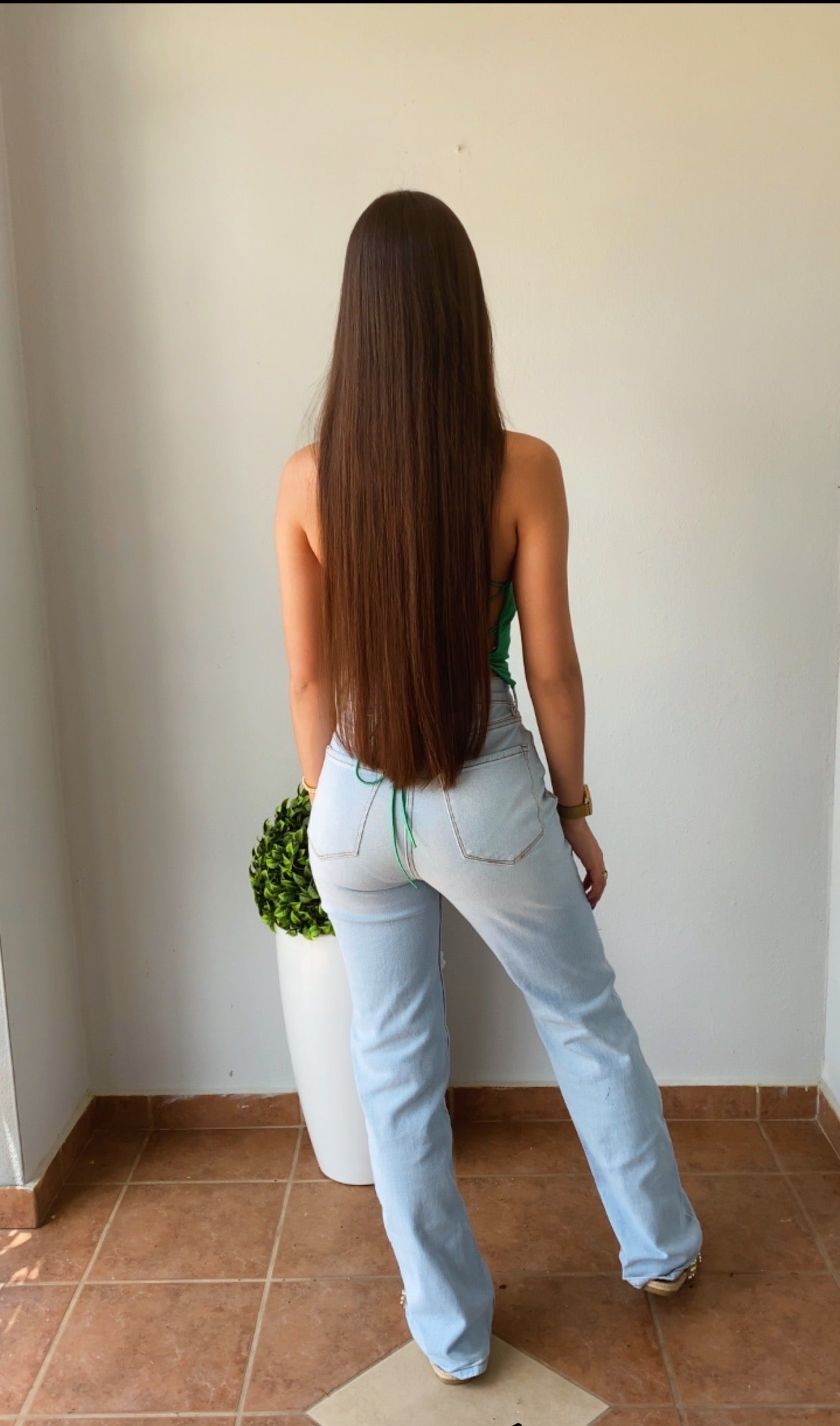 High rise straight light jeans