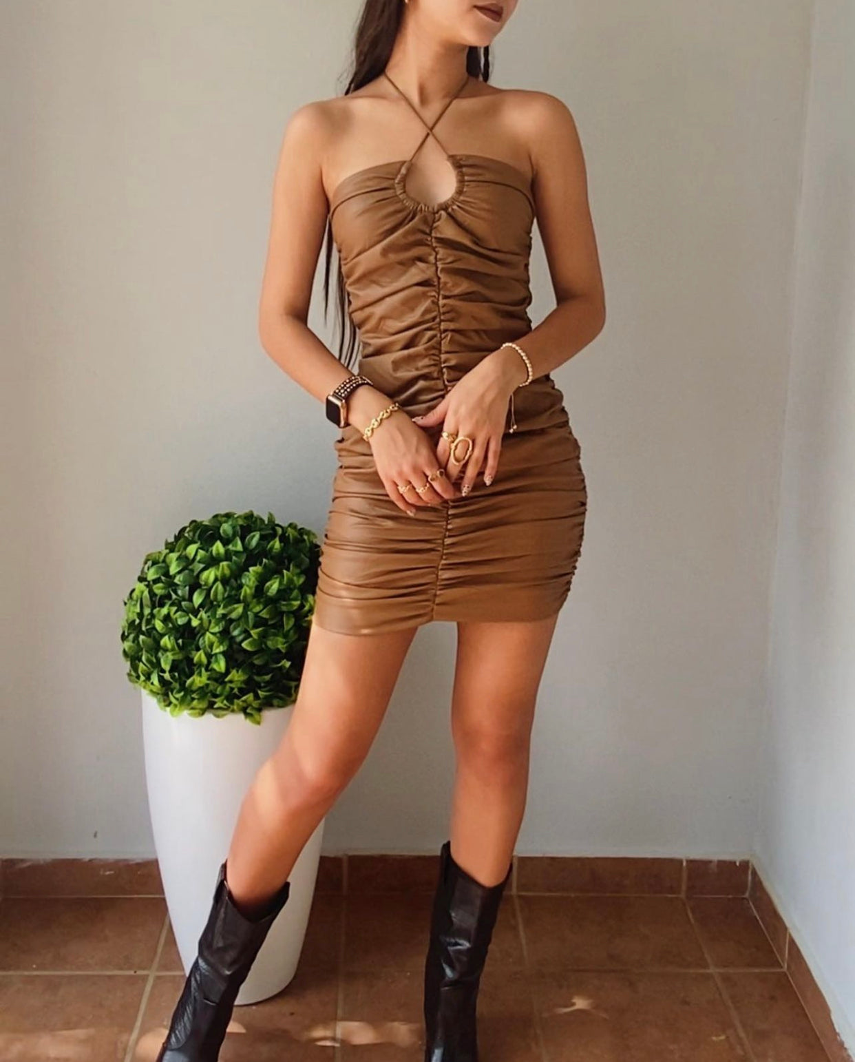 Milk chocolate bodycon dress