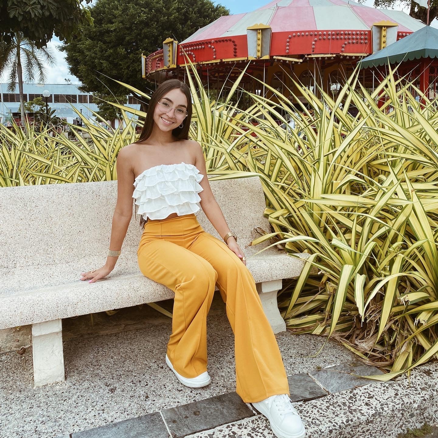 Mustard flare style pants