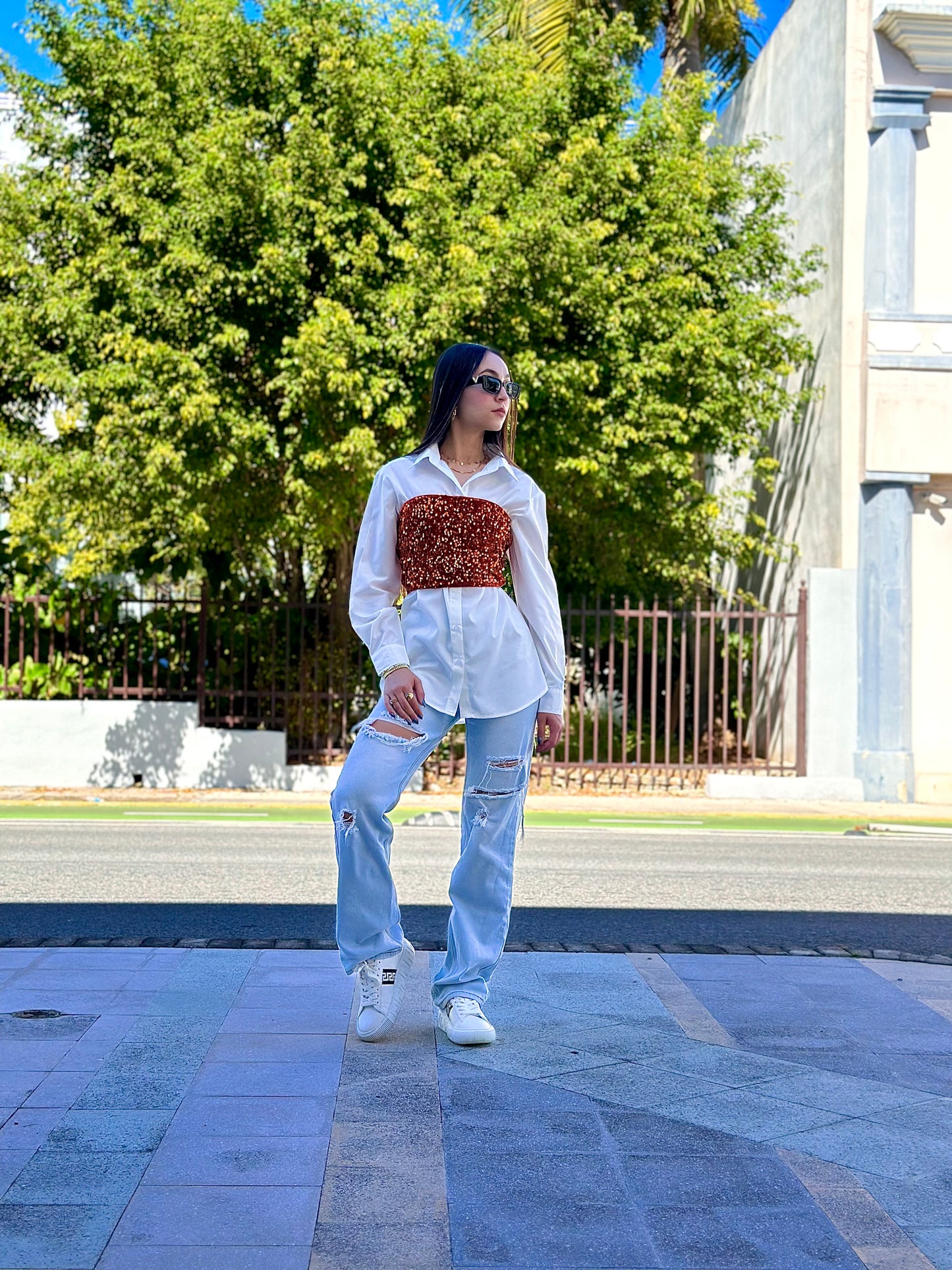 White oversized shirt