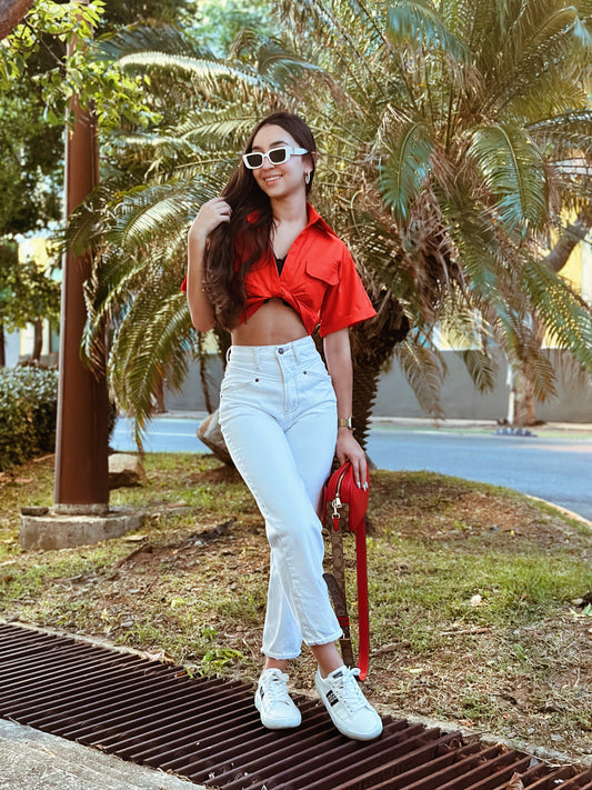 Red summer crop top