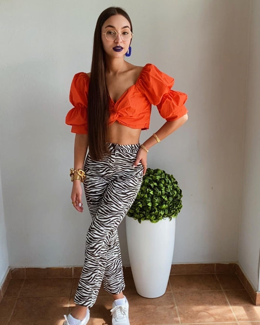 Karlotta Orange crop top