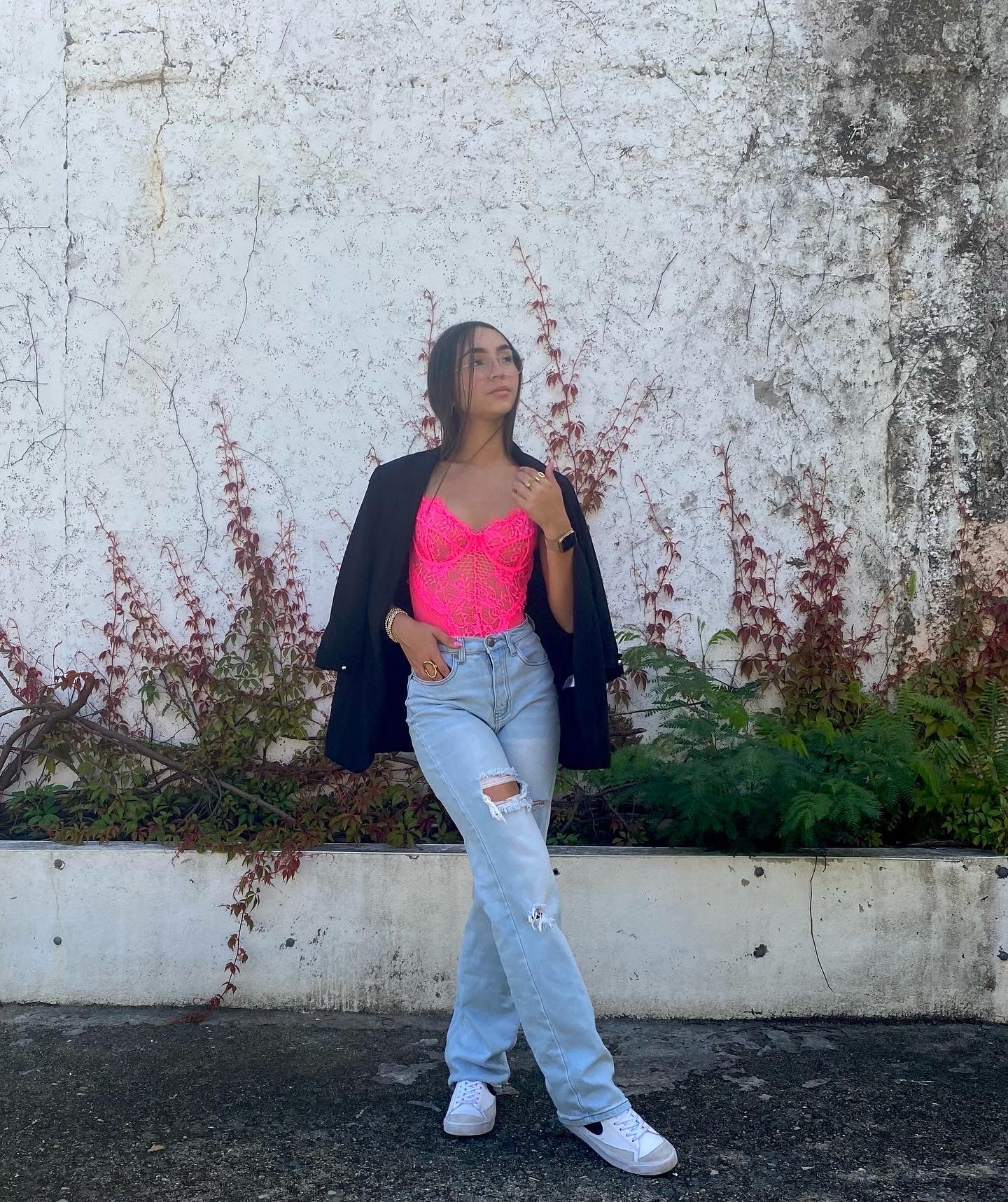 Neon pink bodysuit