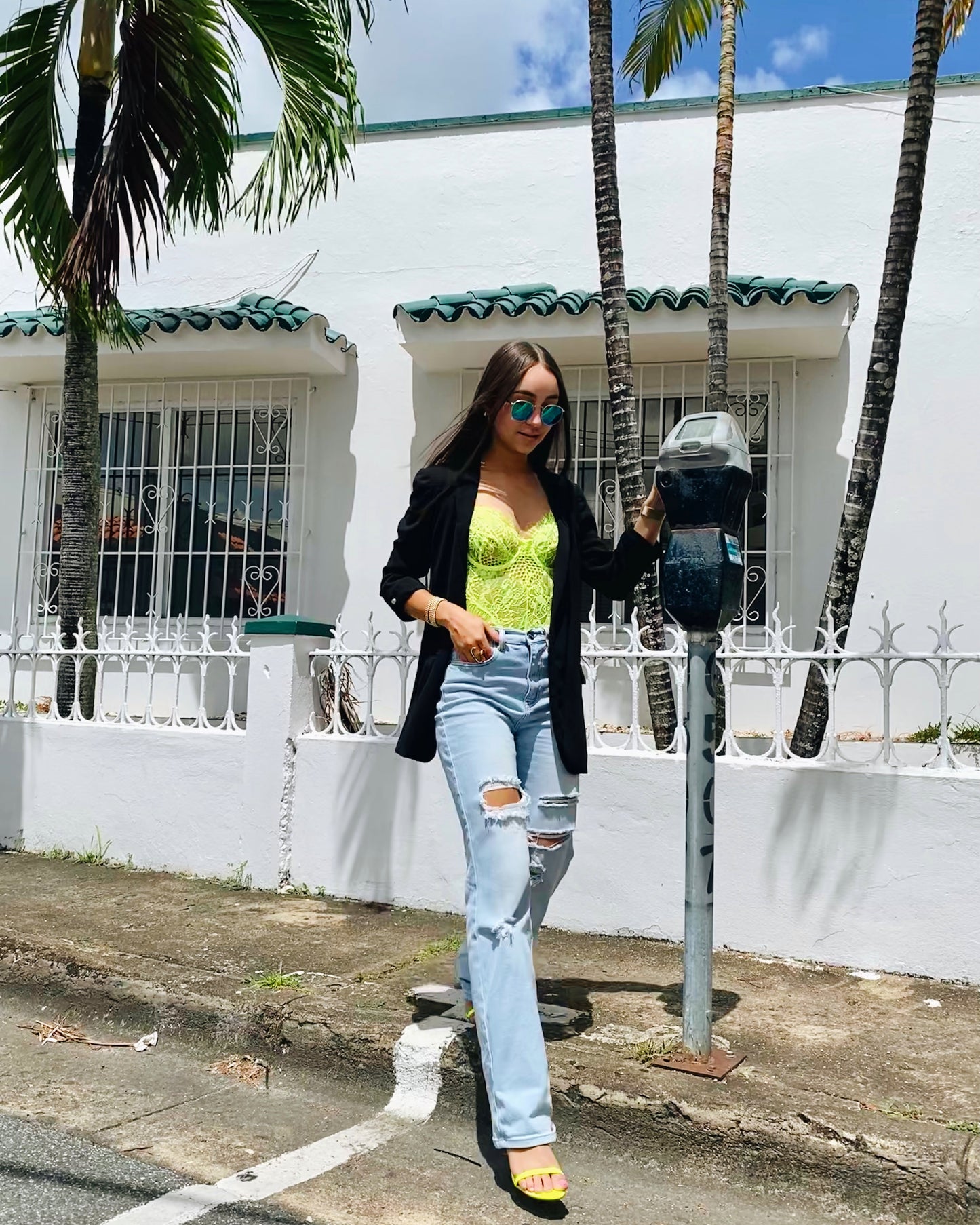 Neon green bodysuit