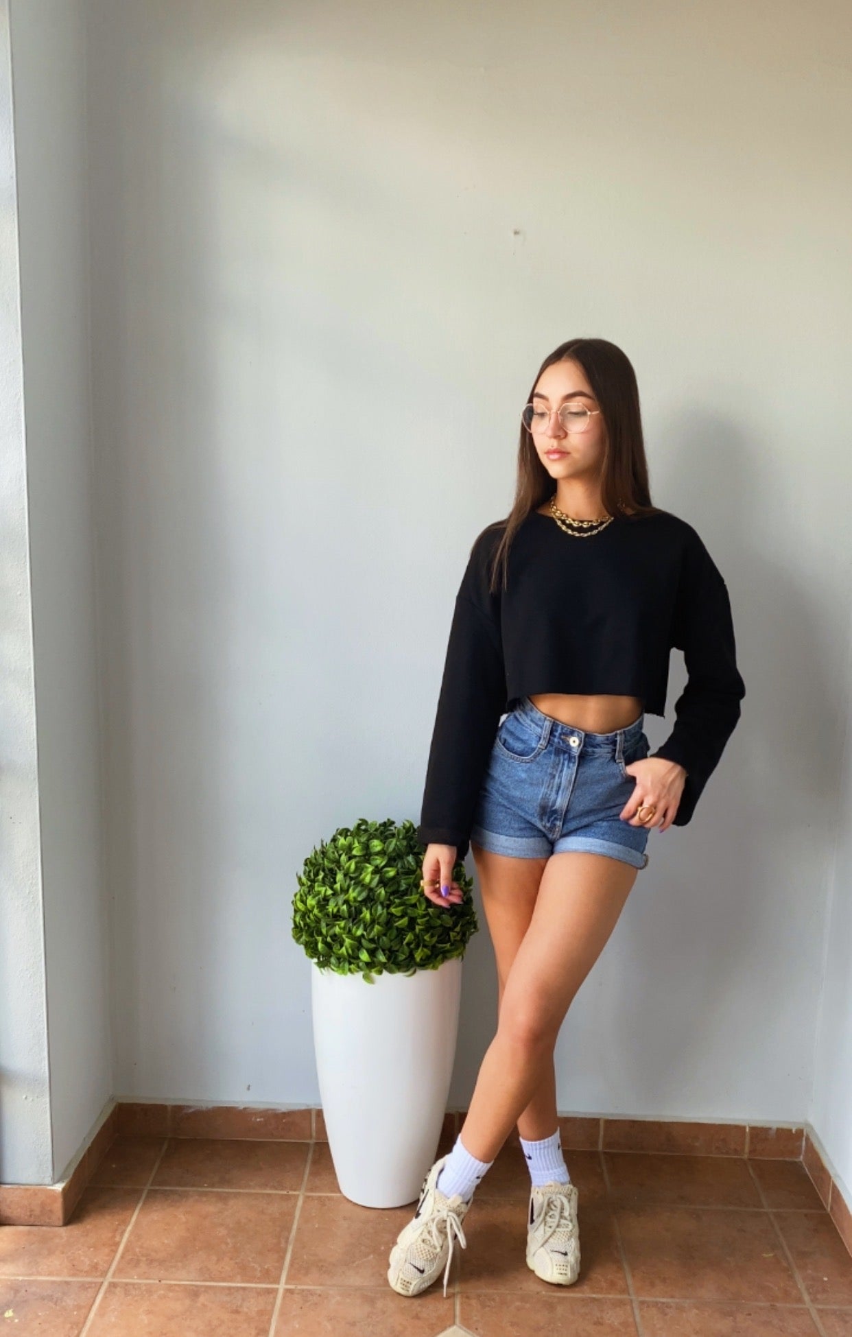 Basic long sleeve crop top